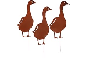 UNUS Garden Oche da giardino, set da 3 pezzi, decorazione da giardino, effetto ruggine, spina in metallo arrugginito, decorazione per giardino, terrazza, balcone o vaso di fiori