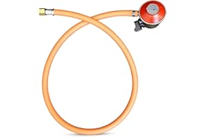BRENNER Propane Regulator & Hose Kit – 27mm Clip-On 37mbar LPG Gas Regulator with High-Pressure Hose – Compatible with BBQs, Camping Stoves, Patio Heaters, and Caravans (Right-Hand 5/8" BSP Fitting)