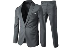 Allthemen Costume Homme Formel d'affaire de Couleur Uni à la Mode Slim Fit Deux pièces