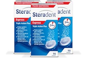 Steradent Triple Action Plus, 90 Compresse 3 Confezioni, Maxi formato