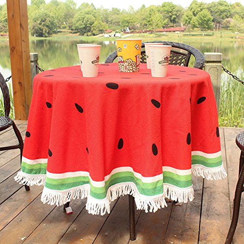 szjh Mikrofaser groß rund Strand Decke mit Quasten Ultra Soft Super Wasser absorbierenden Mehrzweck-Handtuch 149,9 cm über & #-, Beach Werfen, indische Mandala Tapisserie, Yoga Mat, Picknick, Tisch Überwurf, Mikrofaser, wassermelone, 150cm*150cm - 2