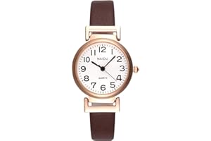 JSDDE Uhren Klassische Damen Armbanduhr Arabische Ziffer Damenuhr Lederband Uhr Analog Quarzuhr Retro Uhr Schwarz für Frauen Damen Mädchen