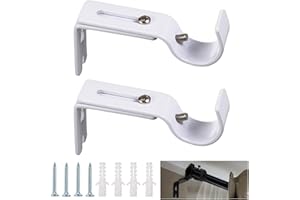 GVIVEJ Gardinenstange Halterung Verstellbare, 2 Stück Verstellbare Wandhalterung, Gardinenstangen Halter, Wandhalterung Vorhangstange Halter, mit Schrauben,für Schlafzimmer, Schrank, Weiß