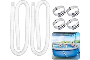 OUSINBY Swimming Pool Pump Replacement Hose,2pcs Swimming Pool Replacement Hose with 4 Metal Clamps,Pool Filter Hose for Above Ground Pools(32mm)