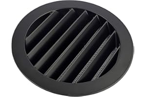DUTCH ENVIRONMENT CORPORATION DEC Rejilla de Ventilación Exterior de Aluminio para Extractor de baño, Cocina, Garaje, Pared | Rejilla Redonda con mosquitera metálica, Color Resistente a Rayos UV (Negro, 125mm)