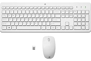 HP 230 Wireless Mouse and Keyboard Combo | Quiet and comfortable keystrokes | Number Pad | QWERTY UK Layout | 1600 DPI Optical Mouse Sensor | 2.4GHz Wireless USB dongle included | White