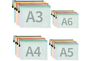 CIMOYBAI 20 szt. A4, A5, torba do przechowywania z PVC, przezroczysta torba na dokumenty, wodoodporna, plastikowa torba, zamek błyskawiczny, do podróży, artykułów biurowych, kosmetycznych woreczków z zamkiem