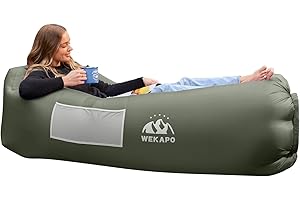 WEKAPO Inflatable Lounger Couch: Portable Air Sofa Chair & Essential Accessory for Camping, Beach, Hiking, Lawn, Backyard, Indoor/Outdoor Movies & Music Festivals – Airtight, Pump-Free Air Hammock