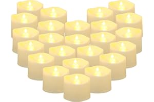 Yakpo 24 lumini a LED con timer, funzionamento a batteria, senza fiamma, tremolanti, falsificate, candele votive a LED per Natale, Halloween, feste, zucca