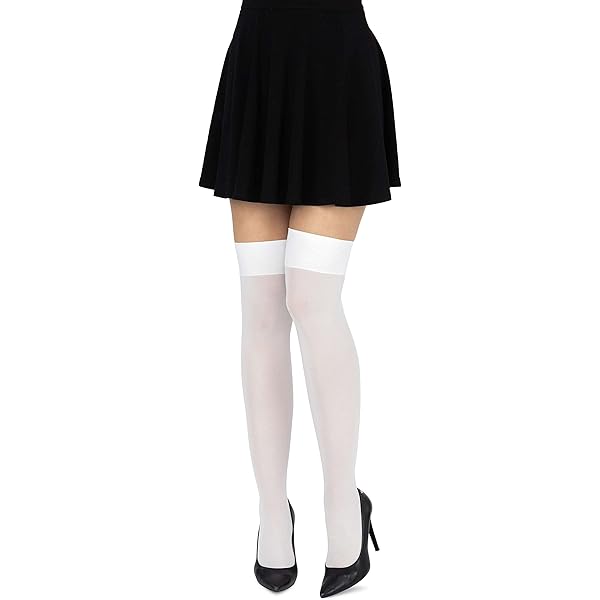 Calzini Da Stivale In Cotone Con Pizzo Grigio Chiaro - Alti Fino Alla Coscia - Italia - Foto 8