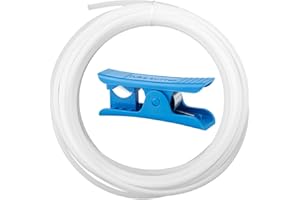 TINOALY 5M Rurka Teflonowa PTFE z Obcinakiem, 2,5mm Średnicy Wewnętrznej × 4mm Średnicy Zewnętrznej Rurka PTFE Kompatybilna z Bambu Lab A1/A1 Mini/P1P/P1S/X1C/Creality K1/K1 Max/Ender 3 V3