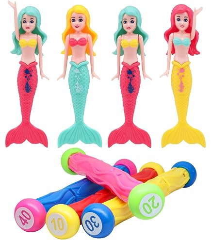 MIPIACE 8 Pezzi Anelli Piscina Bambini Immersione Siluro Subacqueo Giochi da Immersione Piscina Bambini per Addestramento Subacqueo Gioco Subacqueo Giocattoli da Piscina Estivi per Ragazzi Ragazze