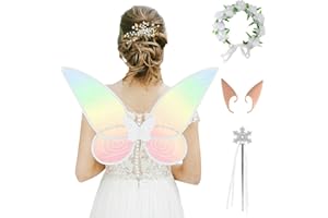 Omgpeike Fairy Wings, Fairy Wings for Adult Women Kids Girls 4Pc Butterfly Wings Set Fairy Costume for Halloween Birthday Chrismas Themed Party, 60cm*48cm
