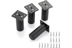 SUMTree 4 Stück 10cm Möbelfüße aus Alulegierung Schrankfüße Beine für Stühle Tisch Schrank Schreibtisch Sofa Möbelbeine mit Schrauben Einfachen Montage Runde(Schwarz)