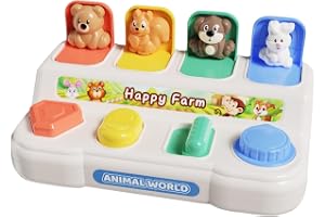 SKEIDO Montessori Pop-Up Animal Toy - Educational Cause & Effect Activity Box with 4 Sensory Switches for Toddlers, Fine Motor Skill Development for Ages 1-6 Years