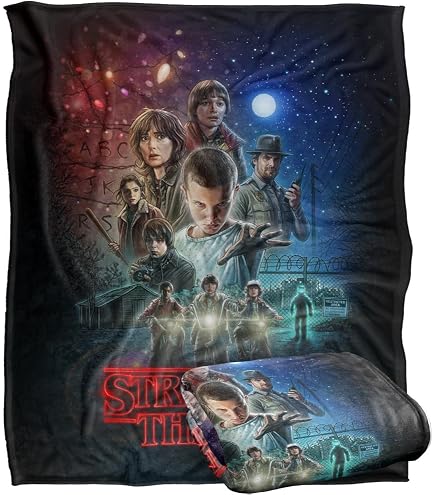 Plaid Stranger Things Hawkins Heroes - 152x127 Cm - Polyester Ultra Doux - Licencié Officiel