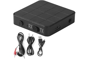 SUUONEE Nadajnik audio, Bluetooth 5.0 2 w 1 odbiornik audio nadajnik muzyka stereo adaptery do telewizora samochodowego PC