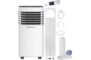 Belaco Air Conditioning Unit, 9000 BTU Portable Air Conditioner with Dehumidifier & Fan Function, Remote Control & Dual Window Installation Kit & Seal Included, 24 Hour Timer with 28L Dehumidification