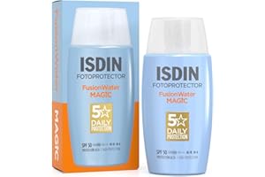 ISDIN Fotoprotección Fusion Water MAGIC SPF 50, Protector Solar Facial de Textura Ligera y Fase Externa Acuosa con Tacto Final Sedoso, 50ml