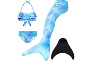 DNFUN Costume da Bagno da Bambina a Coda di Sirena, per Cosplay, per Il Nuoto, con Monopinna