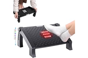 Topmener Ergonomic Footrest Cushion Adjustable Footstool Under Desk with Massage Points, Plastic Footrest for Home Work, Office and Travel, Relieves Leg, Knee and Back