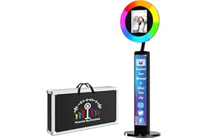 YCKJNB iPad Photobooth Machine, Tragbare iPad Photo Booth Machine mit Flightcase, Selfie Ringlicht, App Steuerung, Fernbedienung, LED Makeup Ring Light für Tiktok, YouTube (Schwarz, Leuchtkasten)
