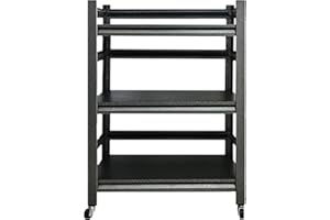 MINGYIHUI 3/5 Estantería Metálica de Almacenaje Industrial,Estantería Pesada Negra Para Garaje,Estante con Ruedas Altura Regulable,Estantería para Neumáticos,Almacén & Cocina(Size:60x40x80cm)