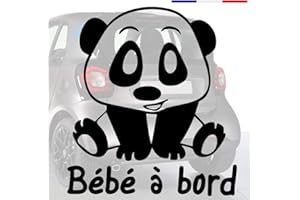Sticker bébé à bord pour voiture Panda 20 cm Noir - Anakiss