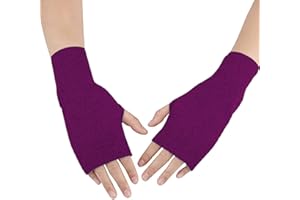 DWE Cashmere Fingerless Gloves, Half Fingerless Gloves Winter Thermal Women Gloves Mittens Thumb Hole Wrist Warmers Gloves Christmas Gifts for Girls Ladies