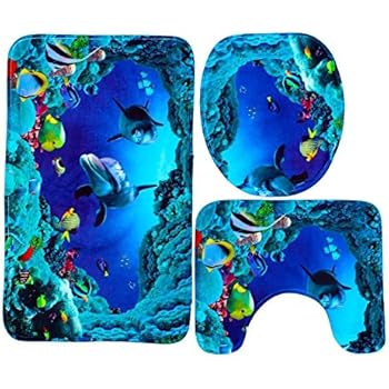 Lalang Badezimmer Teppich Set, 3 Stück Matte Rutschfest Bad-Teppich