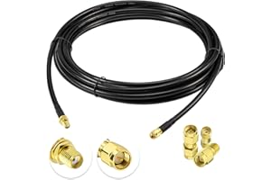 Superbat SMA męski na SMA żeński kabel koncentryczny RF grodziowy RG8X kabel 4,6 m + 3 szt. zestaw adapterów RF Coax SMA do anteny SDR, anteny szynki 3G 4G LTE, ADS-B, GPS itp.