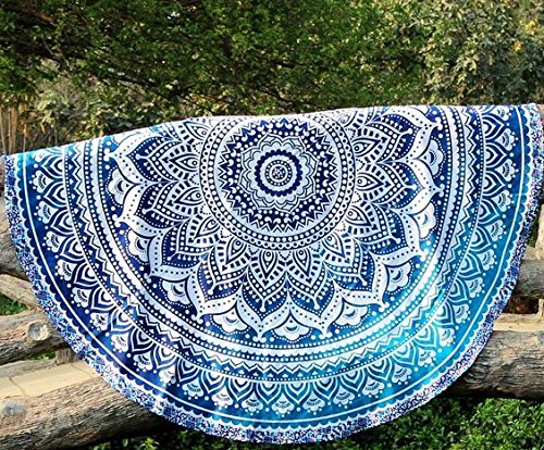 rawyalcrafts Schöne indische Mandala rund Roundie Beach Überwurf Tapisserie Hippie Boho Gypsy Baumwolle Runde Yoga Mat - 4