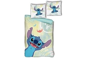 AYMAX Komplet pościeli Disney Stitch 100% bawełna, odwracalna poszewka na kołdrę 140x200 cm + poszewka na poduszkę 65x65 cm