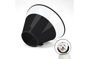 Supet Dog Cone Collar with Soft Pad, Transparent Elizabeth Recovery Collar for Large, Medium, Small Dogs to Stop Licking, Pet Head Cone Alternative after Surgery, Neutering, Injury(Black-S)