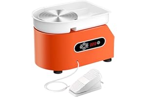 VAYOTOY Elektrische Töpferscheibe Maschine mit LCD-Anzeigesteuerung 25CM 350W Professionelle Keramik Clay Maschine Töpferscheibe Formmaschine für Erwachsene, Töpferanfänger, Töpferstudio (Orange)