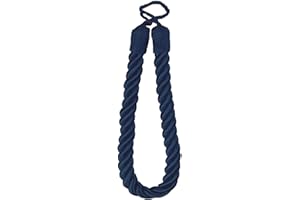QPC DIRECT Twisted Cord Simple Plain Modern Thick Rope Curtain Tie Back, 60cm (Navy)