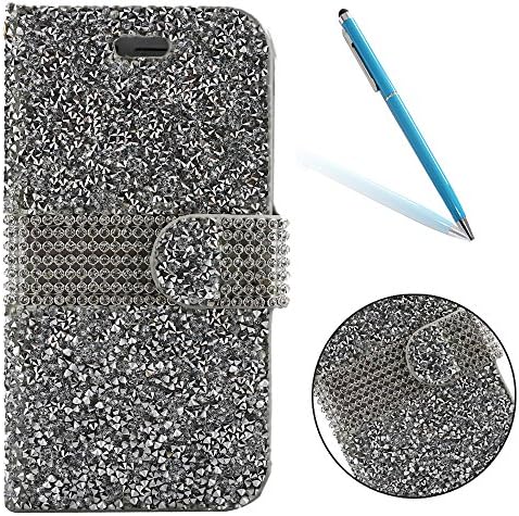 iPhone 6sPlus Case, for iPhone 6Plus CLTPY 3D Creative Bling Glitter Diamond PU Leather Flip Case Wallet Cover for Apple iPhone 6Plus/6sPlus (Not iPhone 6/6s) + 1 x Stylus - Silver E