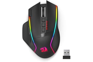 Redragon Wireless Gaming Mouse,16000 DPI 2.4G Optical Wireless Mouse,9 Macro Buttons with Rapid Fire Key,RGB Backlit,170 Hour Durable Power Capacity, Ergonomic Gaming Mouse for PC/Mac/Laptop