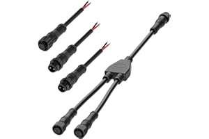 WOODGUILIN 2 polig Y Wasserdicht Anschlüsse Stecker,2 Core LED Steckverbinder Male Female Plug,mit 2-Wege Zweige Verlängerungskabel für Auto,LKW,Boot,Outdoor LED Lichtleisten.(1 Y Stecker+3 Zweige)