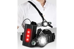 VICTOPER Lampada Running 500 Lumen 3 Modalità di Luminosità Lampada Pectorale Running Ricaricabile tramite USB IPX5 Impermeabile per Confortevole Luce Corsa a Piede Sport Esterno con Lampada Posteriore