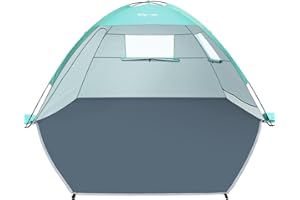 Glymnis Namiot plażowy z 2 drzwiami z zamkiem błyskawicznym, ochrona przed promieniowaniem UV UPF50+, ochrona przed wiatrem, mały rozmiar po spakowaniu, namiot plażowy dla 2-3 osób