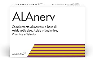 ALFASIGMA Alanerv, Integratore Alimentare di Acido Alfa-Lipoico e Acido Gamma-Linoleico, Vitamine e Selenio, per la Protezione delle Cellule Dallo Stress Ossidativo, 20 Compresse Deglutibili