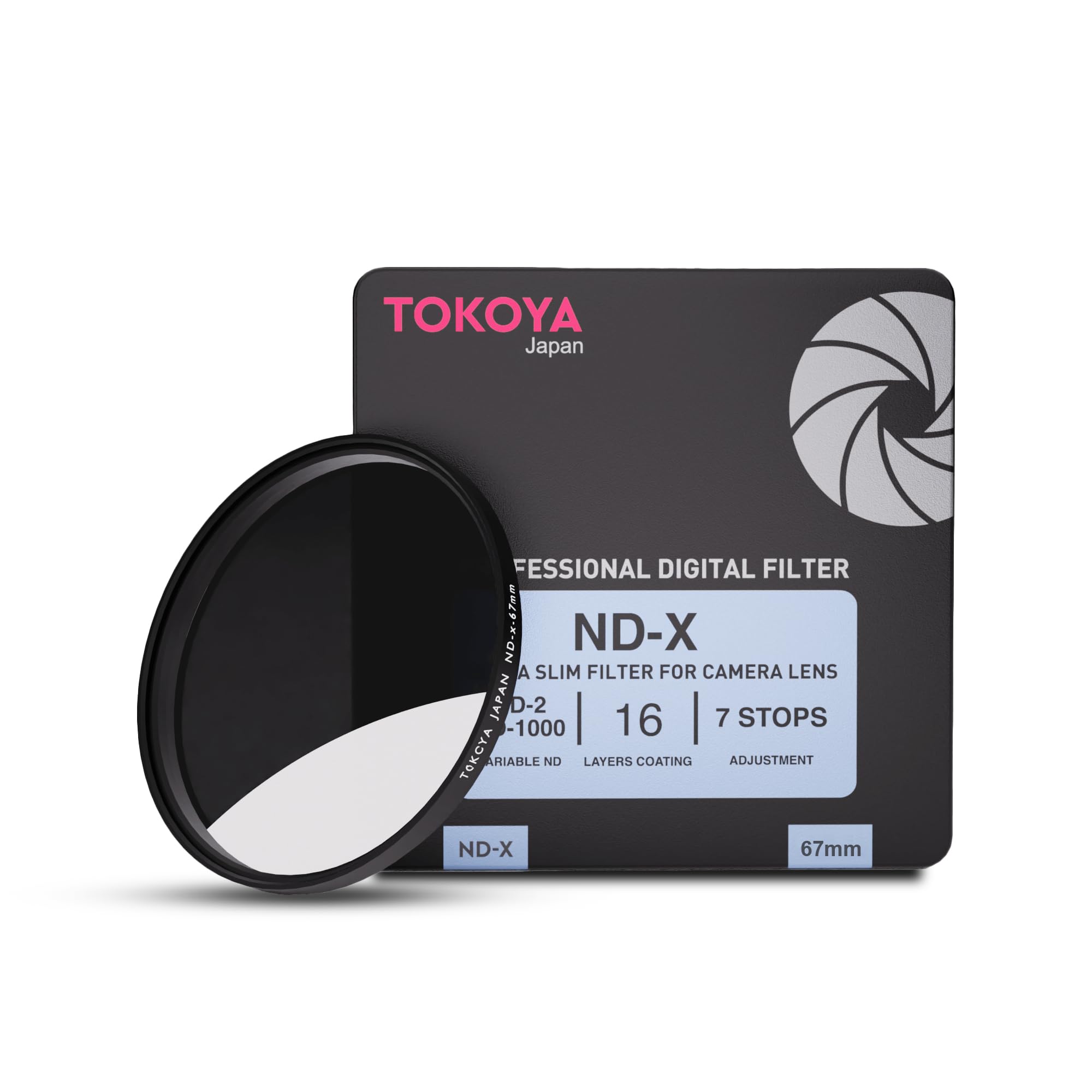 Welborn Tokoya 67 mm ND2 to ND400 Variable Neutral Density Filter Slim ND Fader ND2-400 Optical Glass Filter for DSLR Camera Lenses (67 mm)