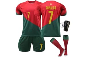FTRGHNY Maglia Calcio per Bambini Adulti 4 pezzi, No.7 Completo Calcio Bambino 2024 Set di Maglie da Calcio,Abbigliamento da Allenamento per il Calcio Camicia, Pantaloncini Calzini e Ginocchiera