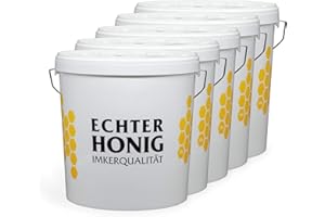Der Wabenprofi Honigeimer weiß mit Deckel und Bügel - 25 kg - 5 Stück - lebensmittelecht