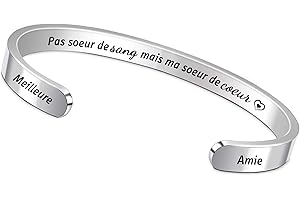 FCZIVA Bracelets Manchettes Citation Gravé Motivationnel Réglable Femmes Hommes Ami Anniversaire Cadeaux Fils Fille Inspirante Bijoux Frère Soeur Graduation Noël Femme Mari Couples Saint-Valentin