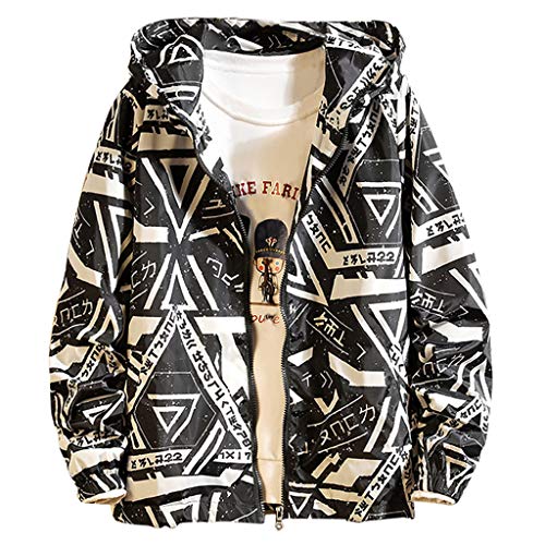 Preisvergleich Produktbild Herren Kapuzenjacke Wasserdicht Regenjacke Zipper College Jacke Oldschool Hip Hop Sweatjacke Hippie Ubergangsjacke Frühling Herbst Softshell Jacket Windbreaker Sportjacke Outdoorjacke Windjacke