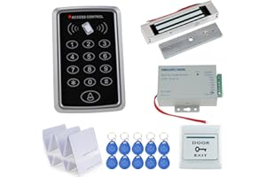 DIGINEX HFeng Système de contrôle d'accès à la Porte Kit de contrôleur RFID Clavier 125 kHz avec Alimentation + 180 kg Serrure magnétique électrique étanche + 20 Cartes