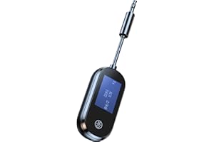AIGOLINK Receptor transmisor Bluetooth V5.3 2 en 1, Adaptador Bluetooth para TV, transmisor de Audio 3,5mm portátil con Clavija de para TV, avión, Equipo estéreo y Coche, micrófono Integrado, Manos Libres