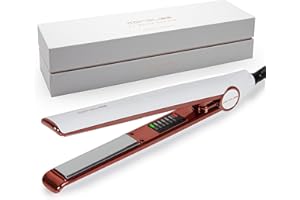 Corioliss C1 | Plancha del pelo Profesional | Placas de titanio | Alisado y Ondas | Temperatura ajustable 120º-235º | Calentamiento 20 seg | Con funda de Viaje |White Copper